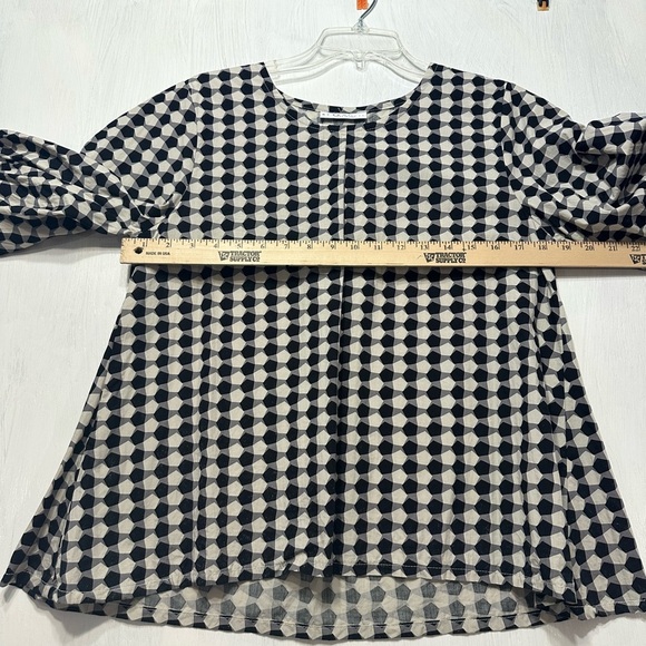 Bryn Walker Lucinda Checkered Black White Top XS Organic Cotton Made in USA - Picture 4 of 10